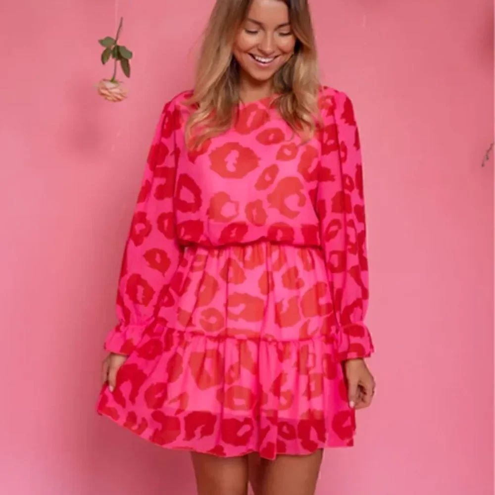 Rose Leopard Print Flounce Mini Dress - Picture 4 of 6